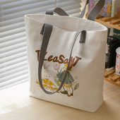 帆布包2025新款 单肩拉链手提袋上班通勤大容量学生装 书手提帆布袋