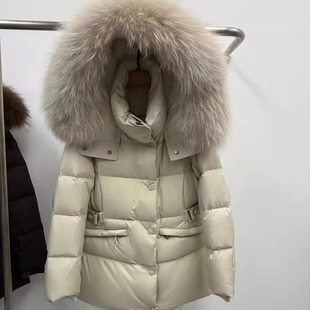 2025冬新款皮草貉子大毛领收腰加厚羽绒服女显瘦洋气小个子鹅绒服