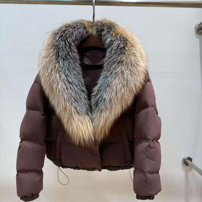 高端皮草狐狸毛领鹅绒羽绒服女