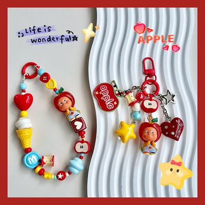 泡泡玛特星星人小苹果二创改娃手机链钥匙扣挂件女生可爱闺蜜礼物