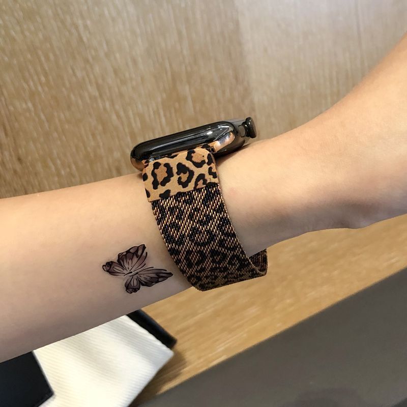 适用适用AppleWatchs9适用苹果表带5/6/S7/S8/SE高级米兰尼斯豹纹