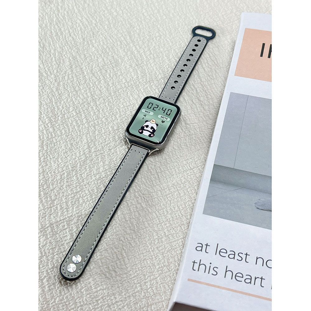 适用小米手环9pro双钉腕带高级感皮质表带红米watch4/5疯马纹8pro