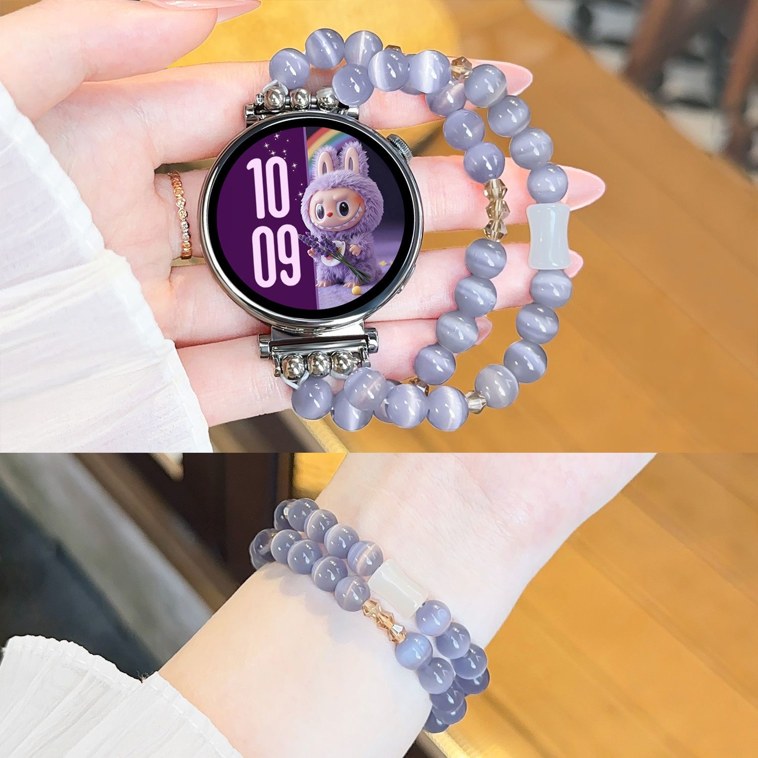 水晶链猫眼石适用vivo watch5/3/2/GT手表表带创意iQOO男女夏新款