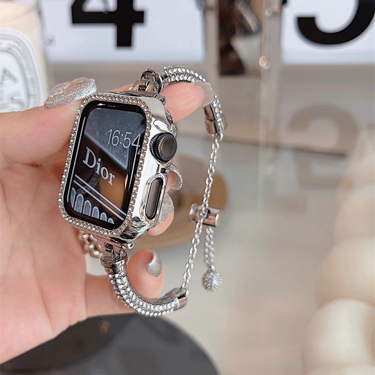 适用清仓适用小米手环10/9pro小香风满钻手镯表带华为fit4苹果S11