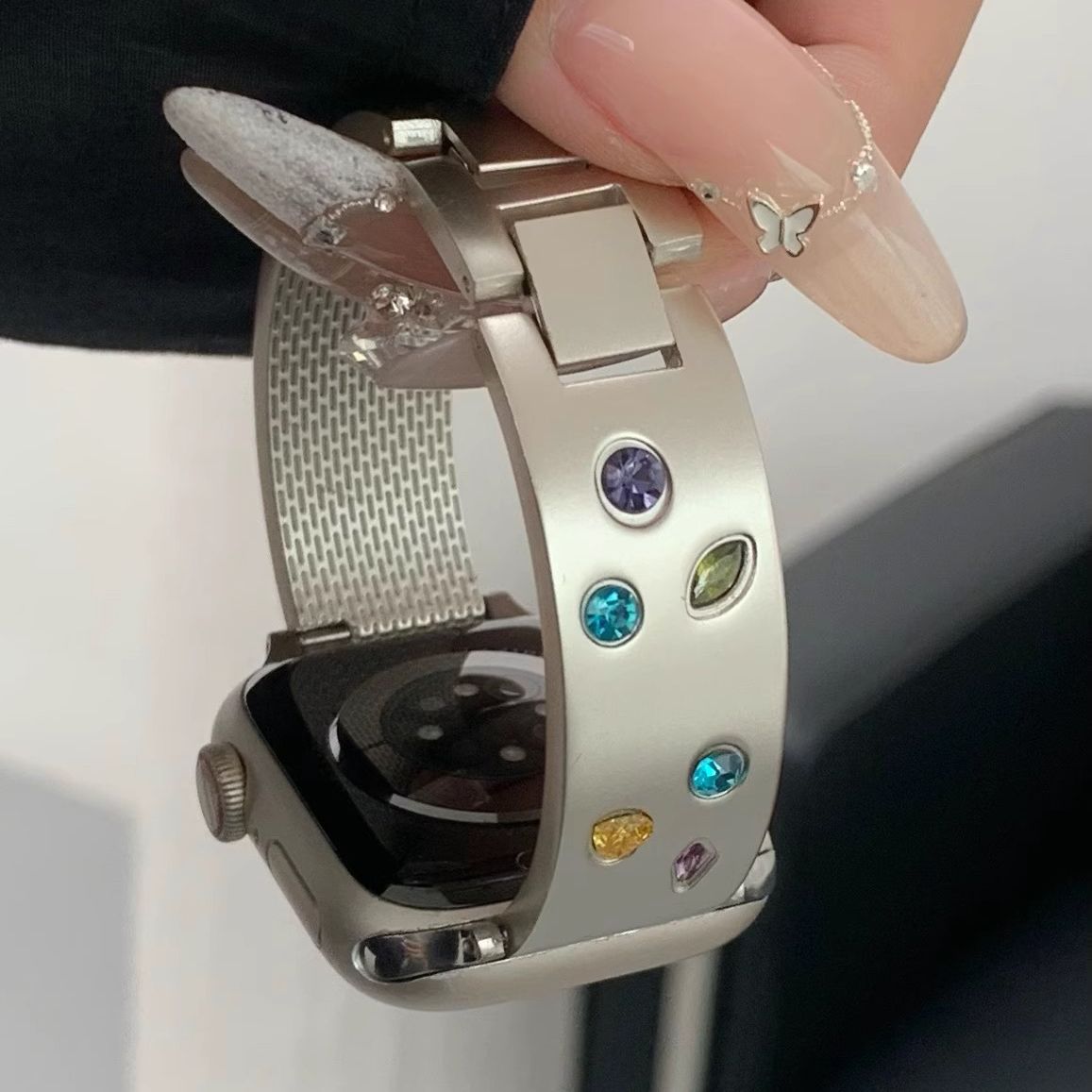 镶钻彩钻手镯oppo手表watch3/2/X/3pro/4pro表带金属男女se夏适用