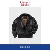 Mades Humans 复古美国空军皮毛一体飞行员皮衣机车毛领外套