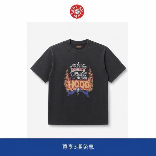 【BD CAVEMPT】日系潮牌联名款水洗做旧Vintage古着短袖T恤潮