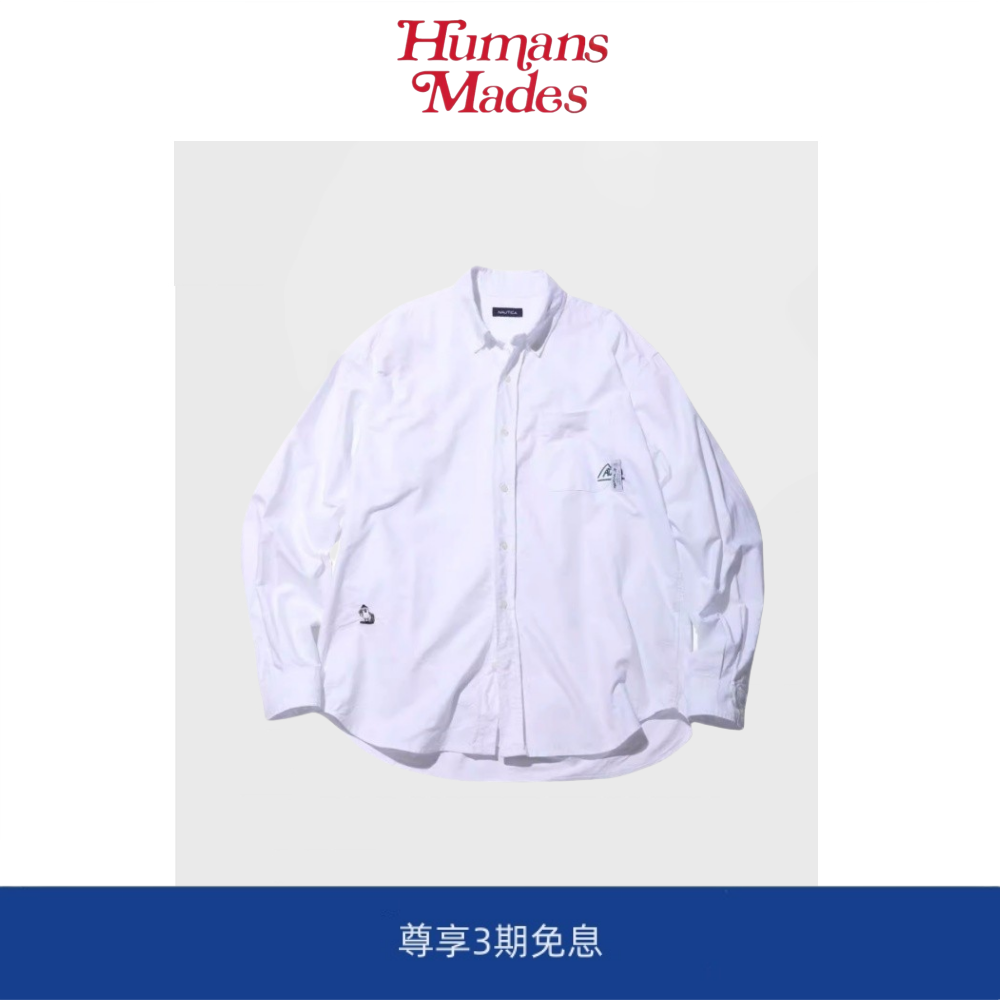 【Humans Mades】长谷川条纹刺绣衬衫春秋长袖男女开衫日系上衣