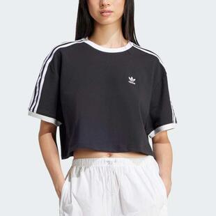 adidas三叶草女装 经典时尚休闲短款圆领短袖T恤JC8149 JC8150