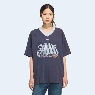 T恤KT3063 印花宽松休闲V领短袖 KT3062 潮流时尚 adidas三叶草女装