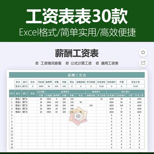 工资表格excel电子版模板 工资条发放明细表 薪资单 简单的工资单