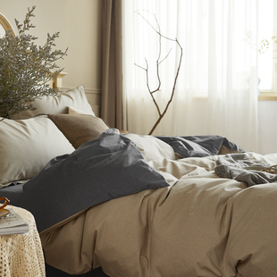 素色双拼高支数133×76铂金全棉四件套纯棉居家用床单4套件床品新