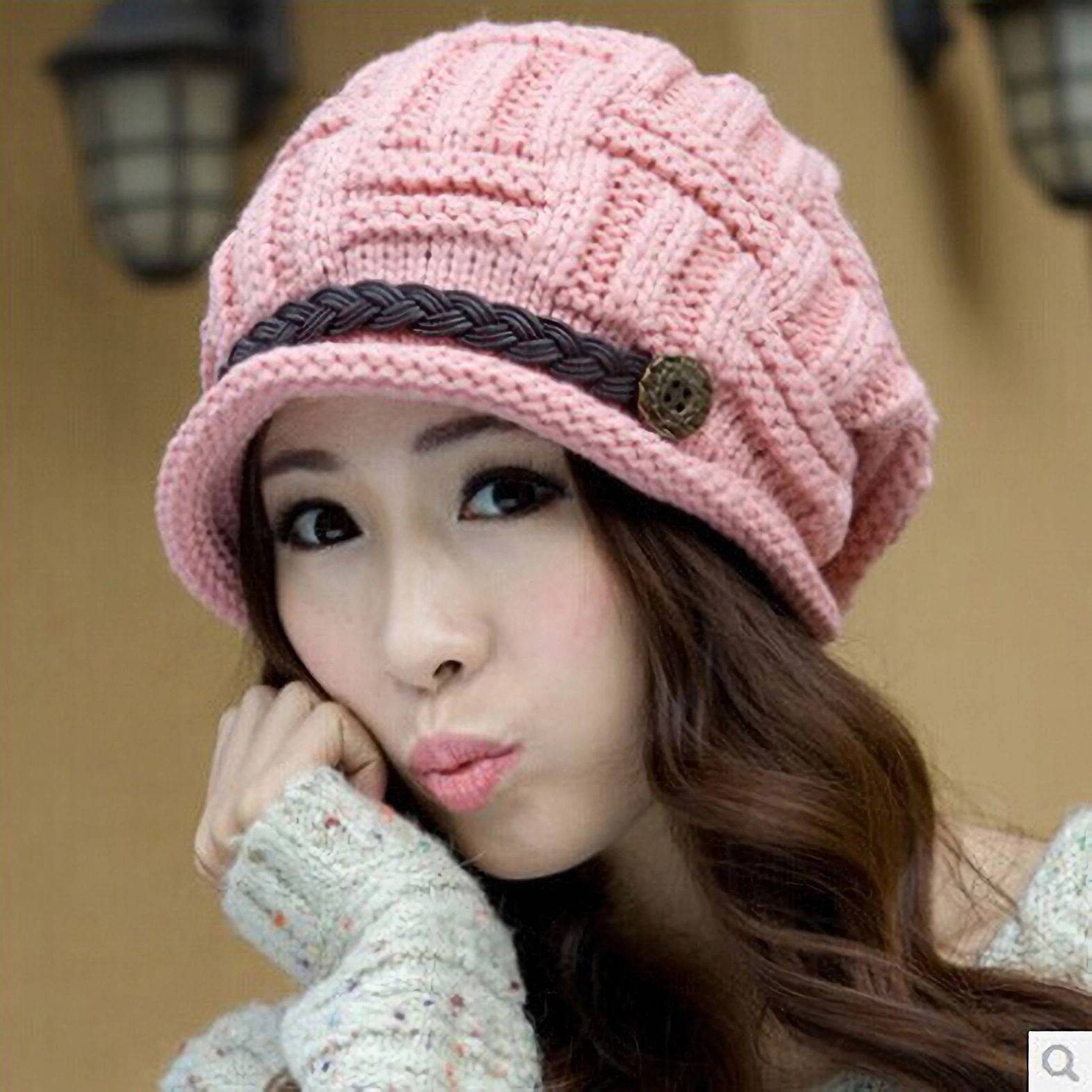 韩版秋冬天针织毛线帽时尚帽新款帽潮冬针织帽季保暖护耳女士帽子