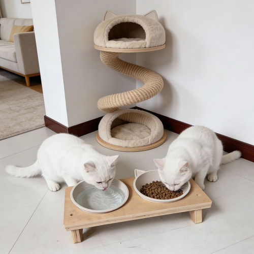 木质双碗猫狗通用慢食稳固碗架