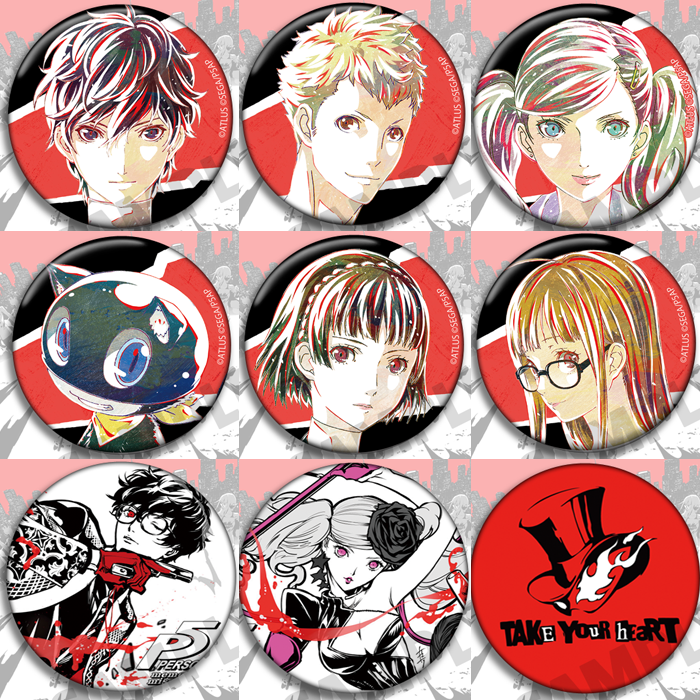 女神异闻录P5游戏镜子徽胸章雨宫莲摩尔加纳高卷杏新岛真双叶挂件