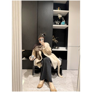 女皮草 西班牙进口美丽奴皮毛一体冬季 WANANTONG 北欧静奢