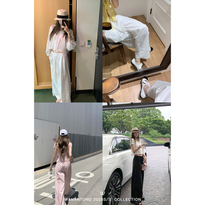 WANANTONG 夏日bi备 氧气裤!满分松弛 前腰松紧抽绳休闲裤女夏季