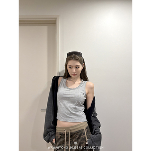 立体手工内搭吊带背心女春季 WANANTONG cute 小辫背心