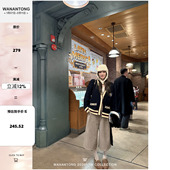 WANANTONG 七分裤 曲奇可可碎中裤 高克重内里银狐绒女冬季