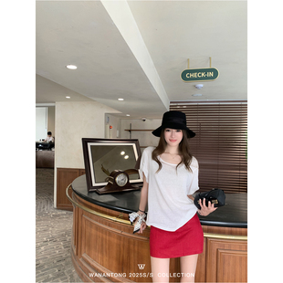 安全裤 WANANTONG 全麻短裙 夏日拍档立体绣花 美丽短裙