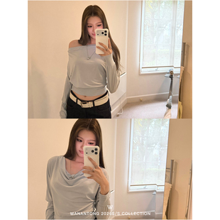 3ways多穿法天丝羊毛荡领上衣 海盐系姐感 WANANTONG