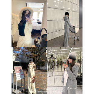 WANANTONG【冬令时套组】自发热 加厚一体绒 可拆毛领卫衣套装