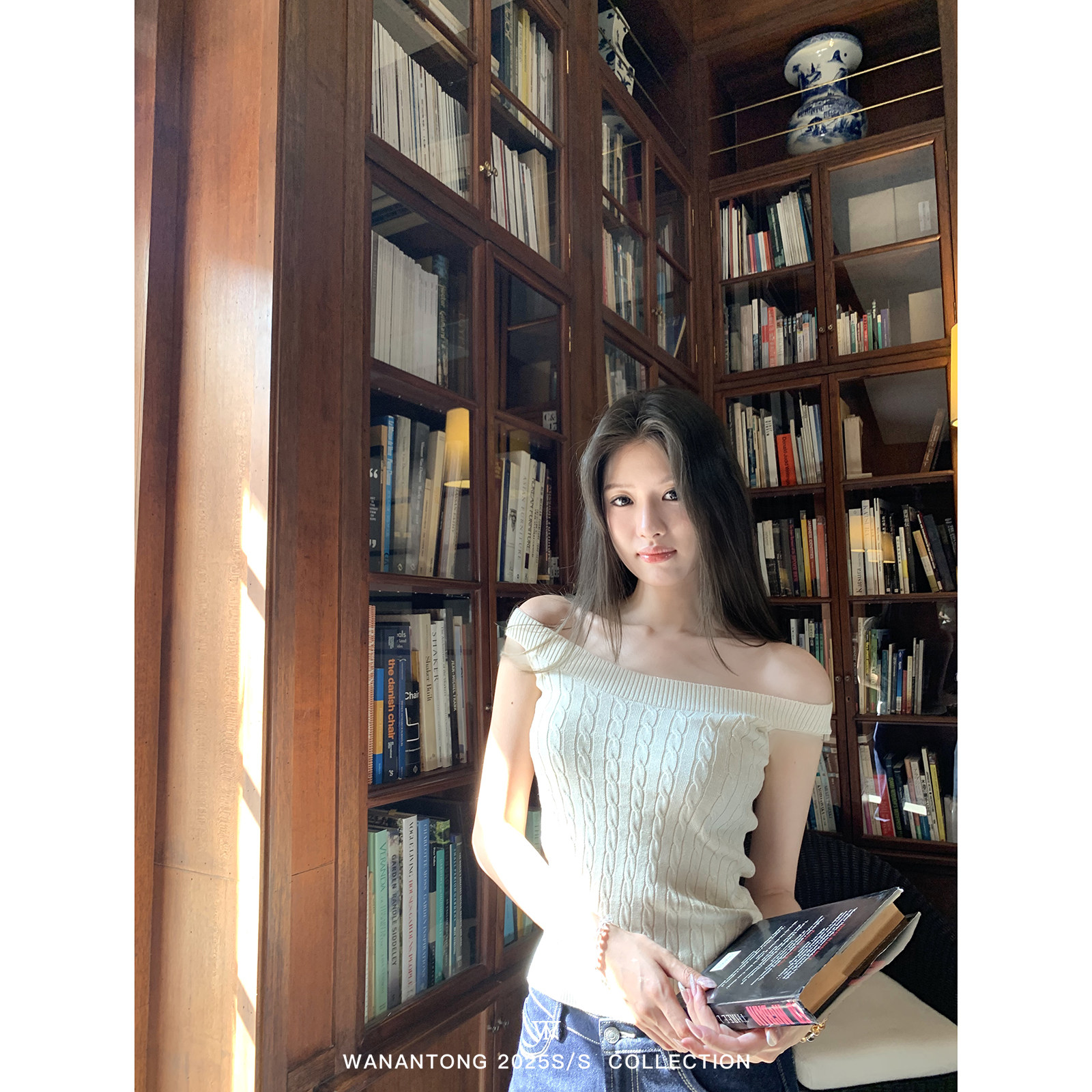 WANANTONG 拿捏少女老钱  桑蚕丝麻花背心女春季一字肩背心