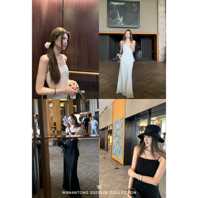 WANANTONG 流光暗涌 高品质人丝提花 极简质感连衣裙女夏季长裙子