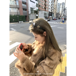甄选进口高品狐狸毛皮草女冬季 层次金棕 馥郁珍藏 WANANTONG