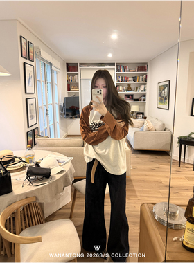 WANANTONG 加州女孩 私下喜欢的vibe 定位激光裁片立体绣花长袖