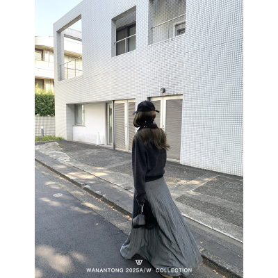 WANANTONG 浪漫又自在 冬天也灵动Is@bel羊毛风琴裙女半身裙