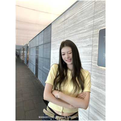 WANANTONG 全员爱穿 拉夫开衫短袖 自留 T恤女春夏