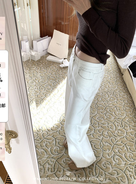 WANANTONG 冬天里很需要的 basic直筒白色抓绒牛牛! 加绒牛仔裤女