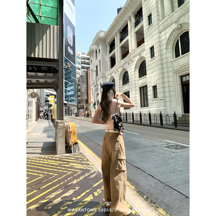 WANANTONG 美式Balla出街 好多搭配!多裁片口袋工装裤女春季长裤