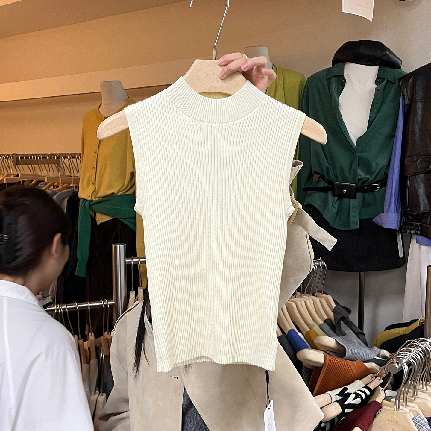 修身打底衫半高领针织衫背心女