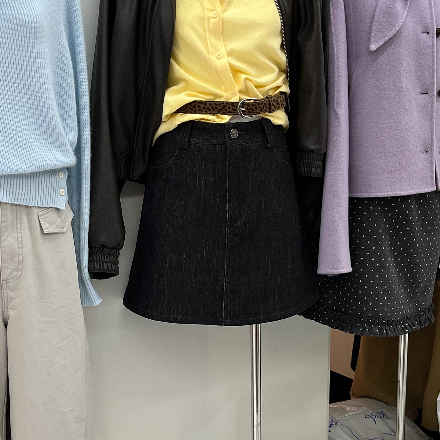 A字裙高腰半身裙牛仔短裙