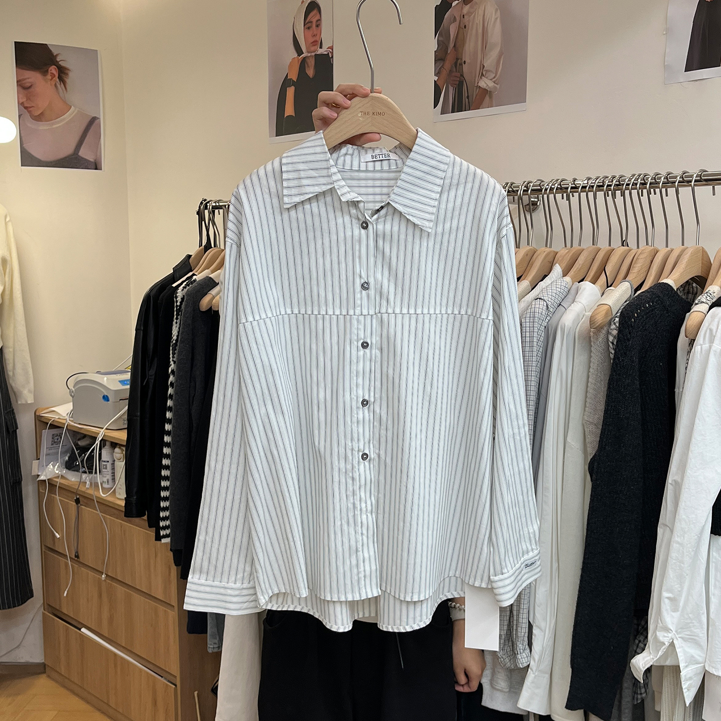 衬衣上衣翻领长袖条纹衬衫女