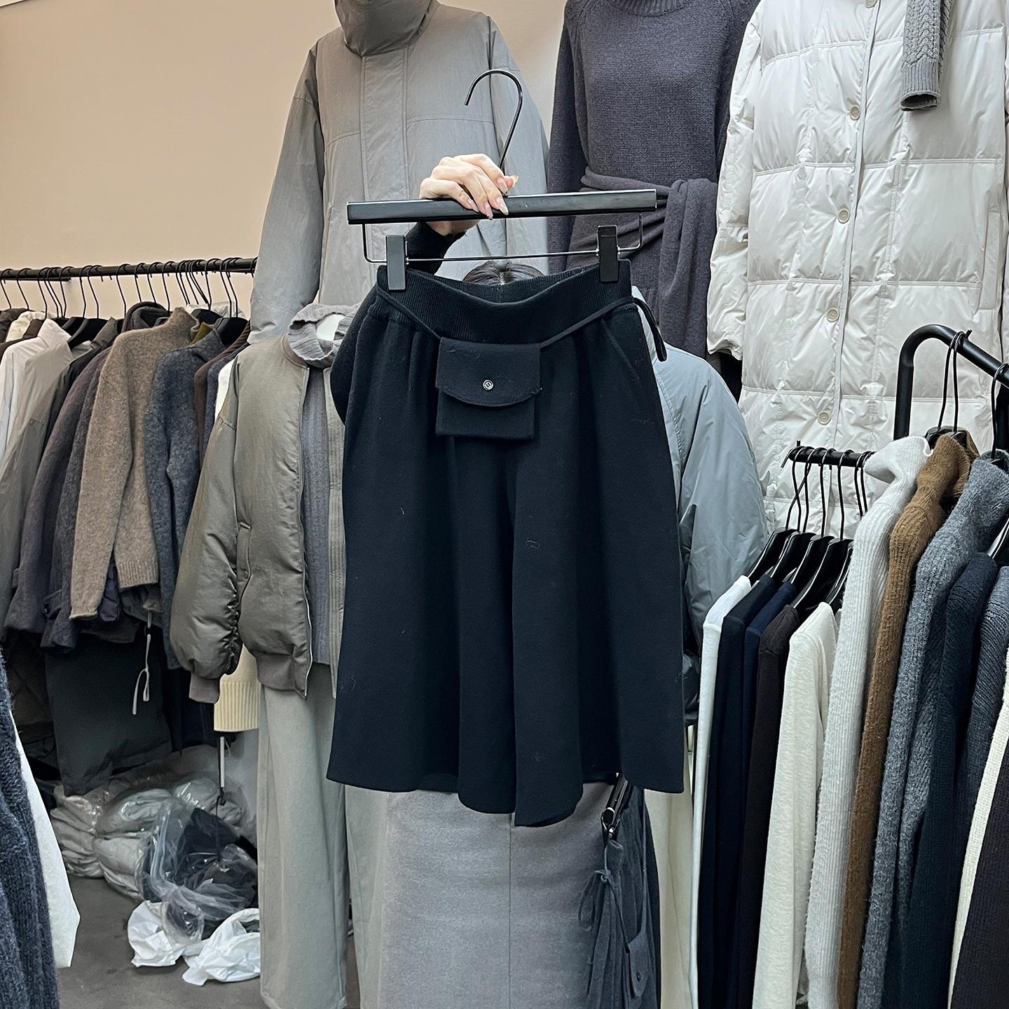 高腰阔腿裤针织裤休闲五分裤女