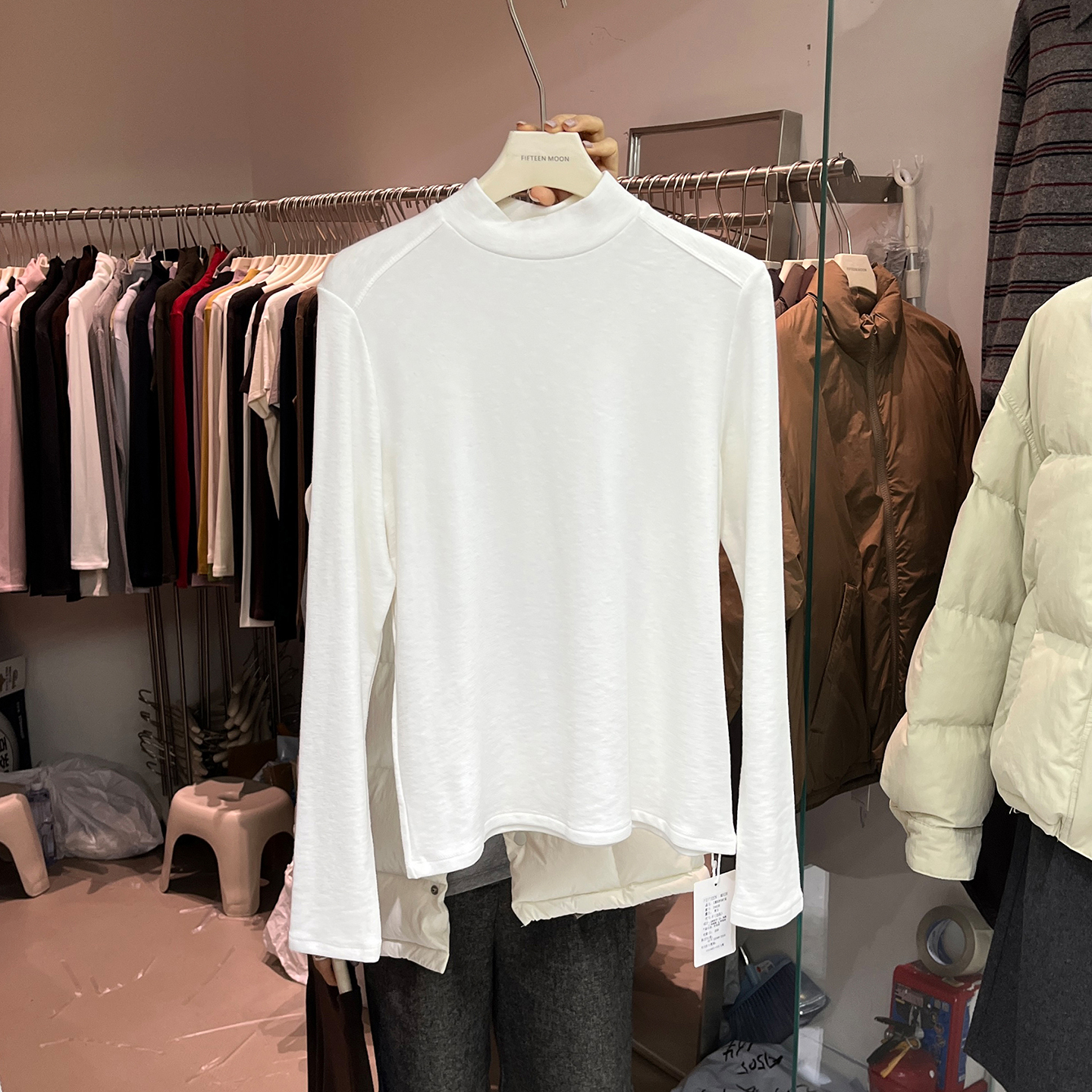 基础款小高领加绒打底衫