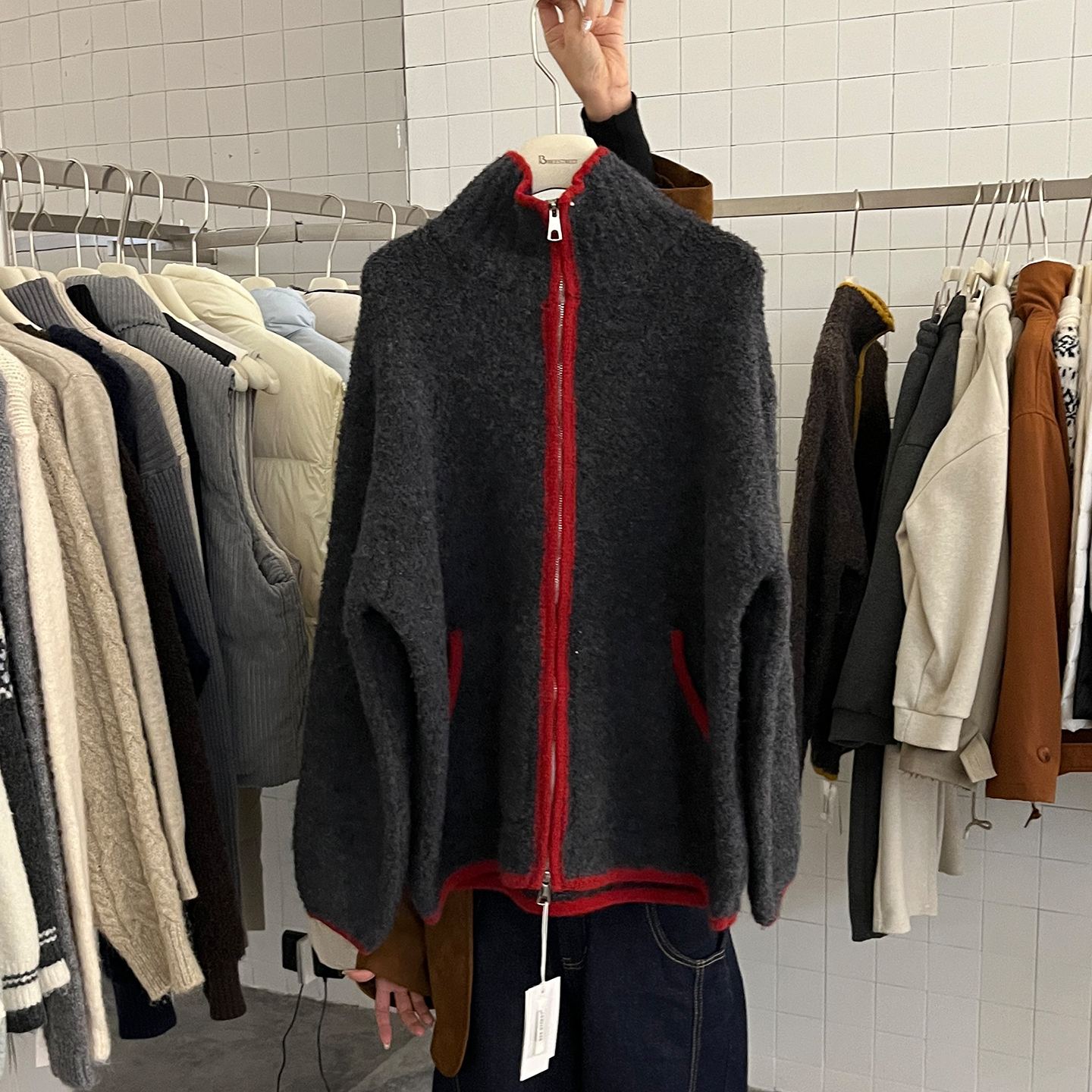 慵懒风中长款毛衣开衫外套