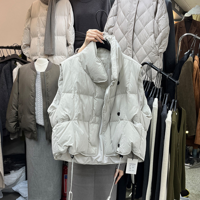 工装羽绒马甲背心短款白鸭绒外套