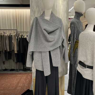 斗篷式毛呢大衣女双面羊绒外套冬