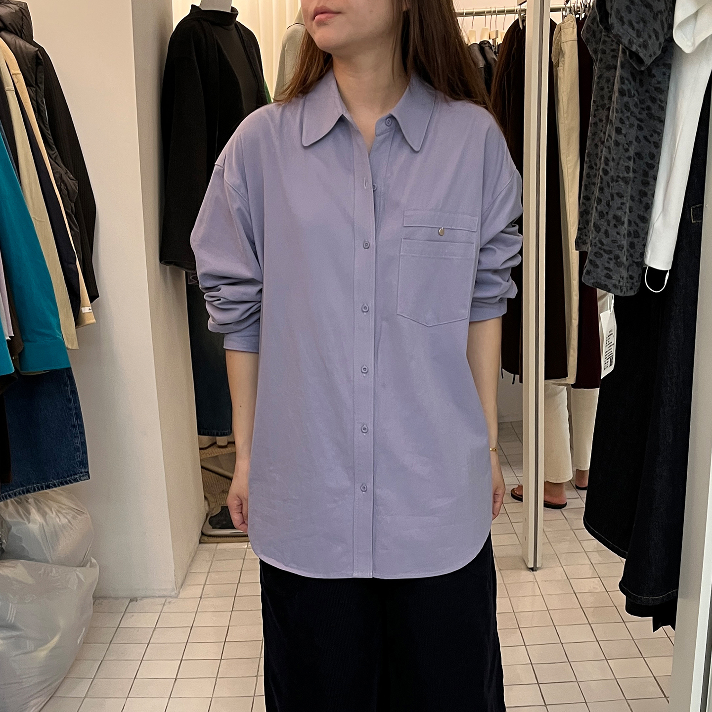 宽松显瘦衬衣纯色长袖衬衫