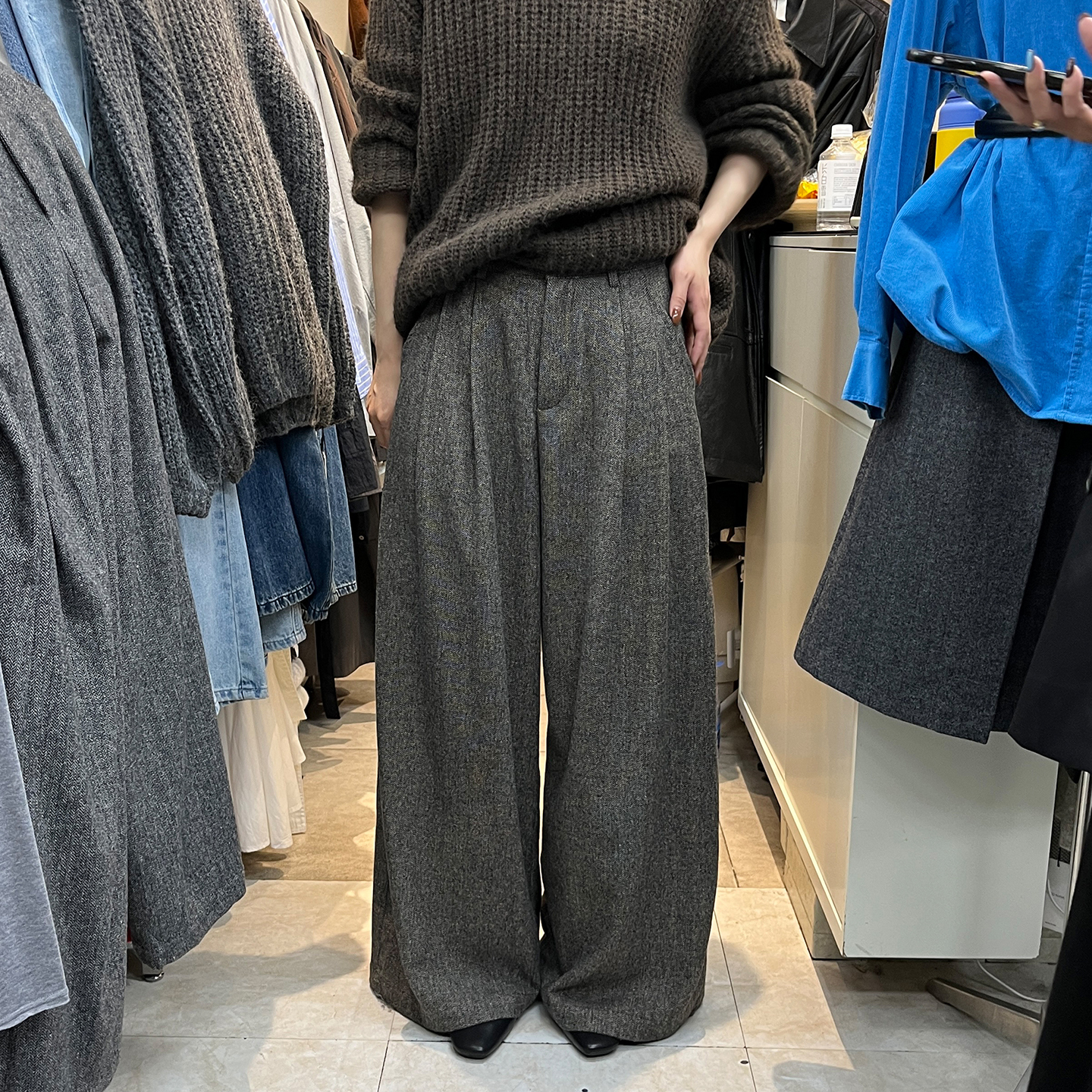 秋季毛呢休闲裤宽松长裤阔腿裤