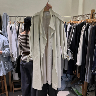 经典 Lemon 中长款 Style韩国女装 肩章可立领宽松复古风衣外套 Tree