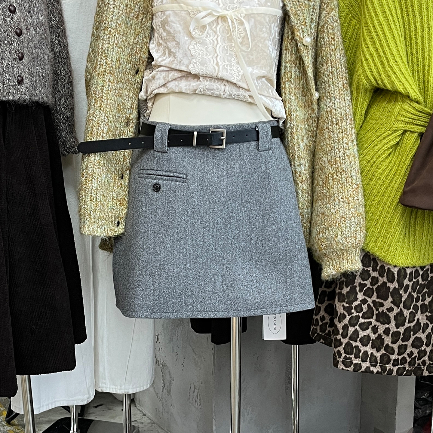 高腰A字毛呢休闲半身裙短裙