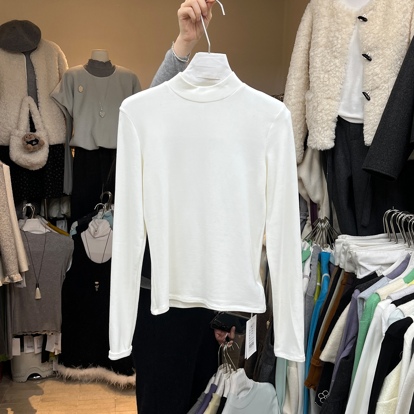 百搭小高领长袖T恤打底衫女