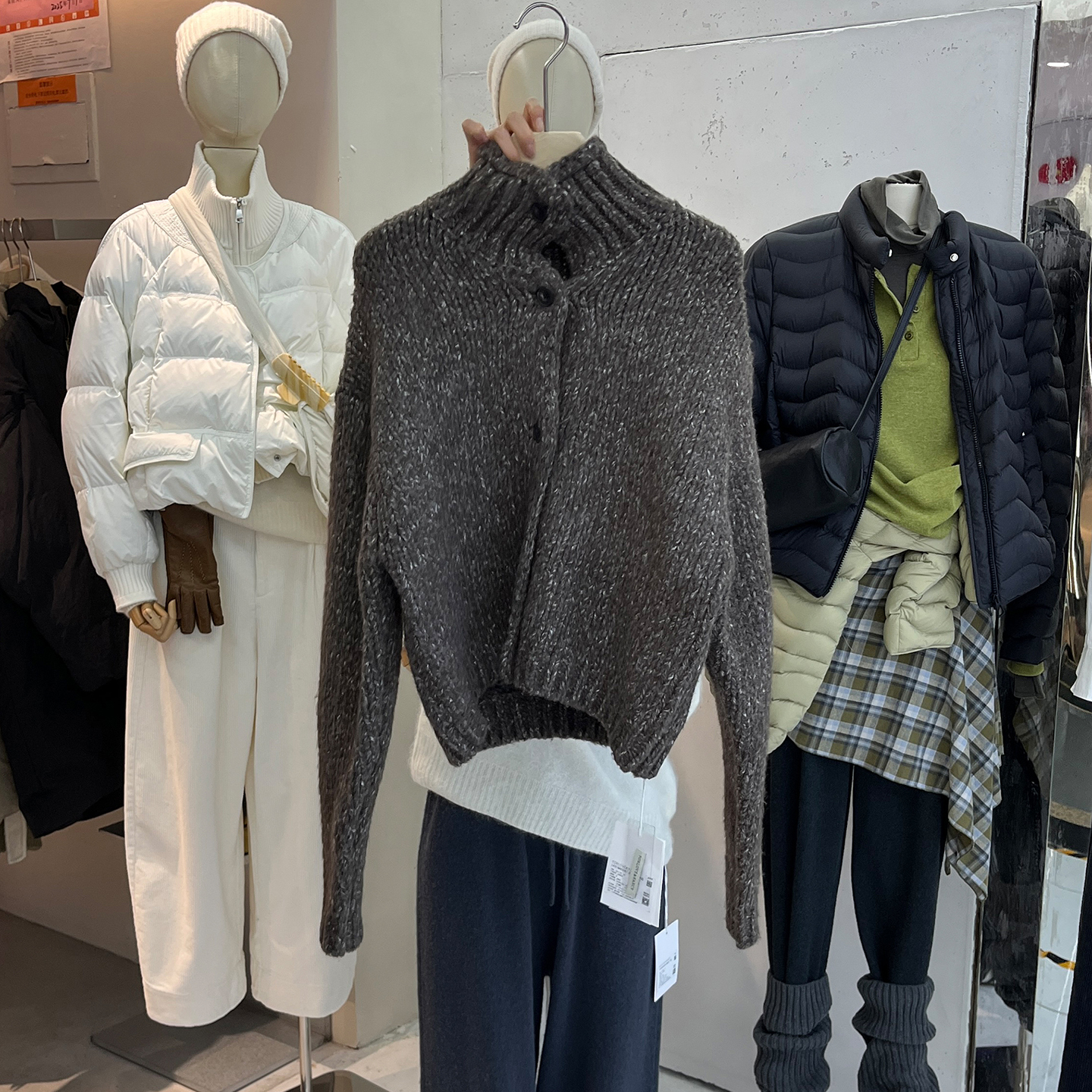 保暖高领毛衣外套女彩点纱毛线衣