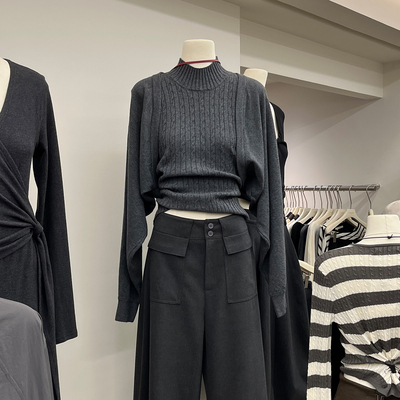 半高领毛衣套装外搭小开衫两件套