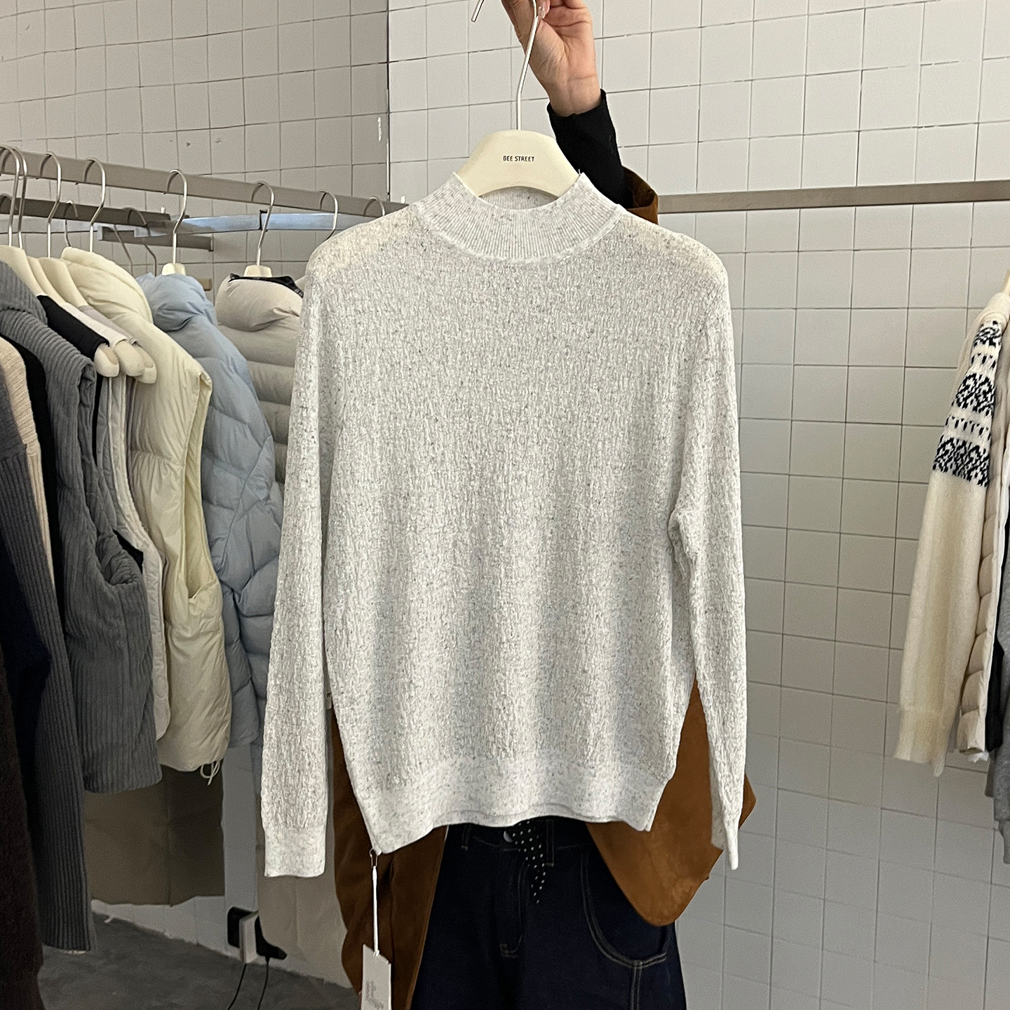 洋气半高领打底衫针织衫女